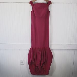 Alexander By Daymor NEW Fuchsia Pink Petal Skirt Maxi Gown Dress Size 6 M1279